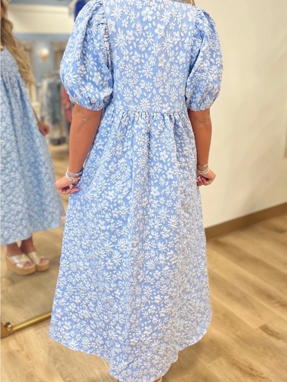 Light Blue Floral Embroidered Maxi Dress NWT - Picture 2 of 2
